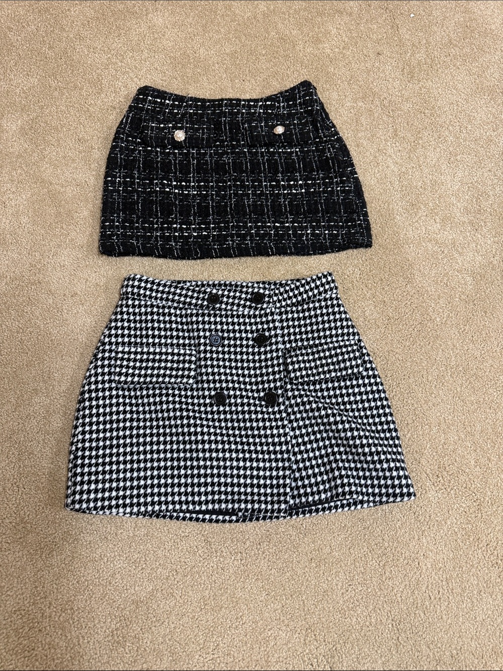 Forever 21 Black & White Houndstooth and Tweed Mini Skirt Duo